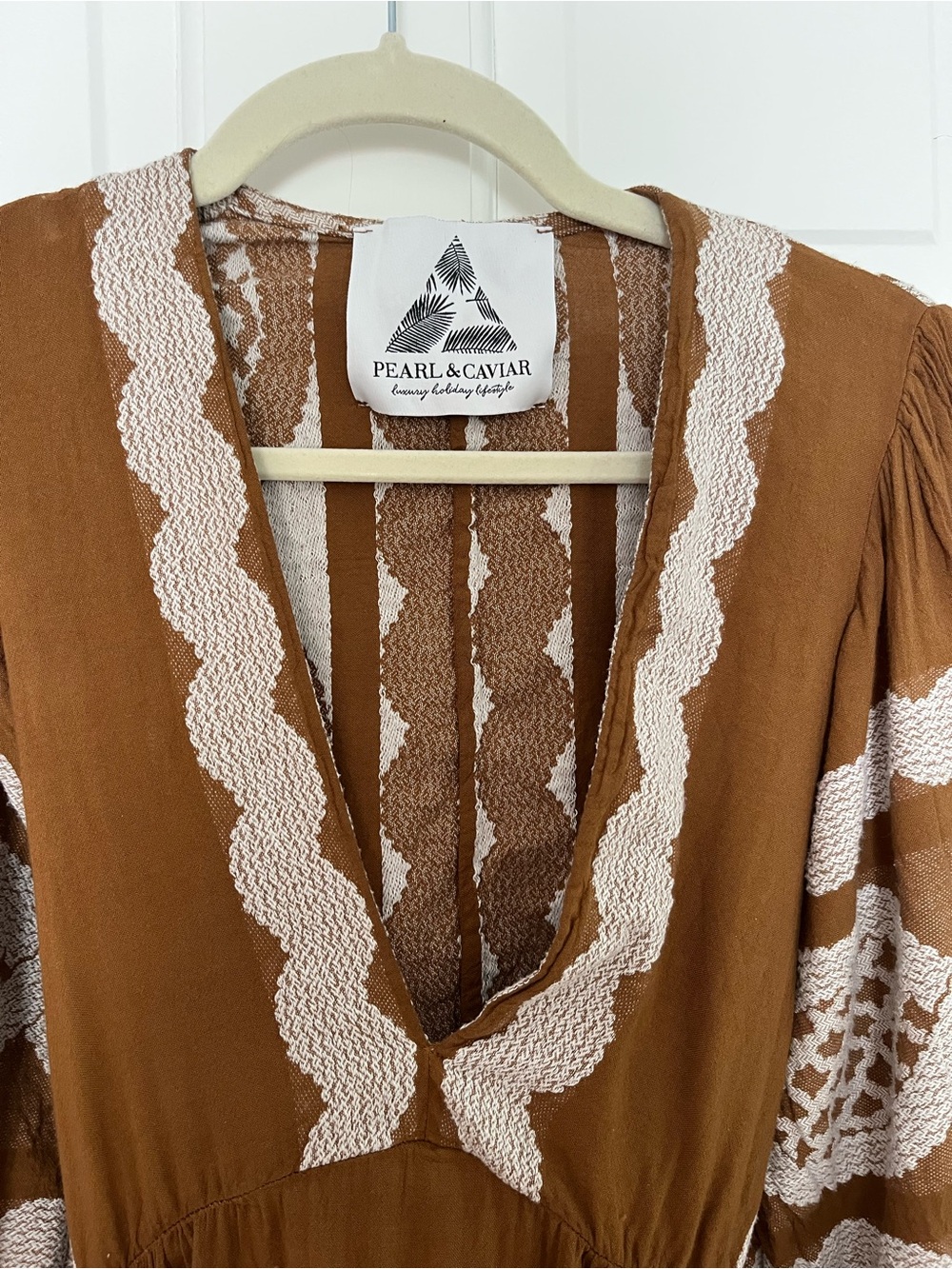 Pearl & Caviar Brown & Cream Printed Maxi Dress - Picture 2 of 3